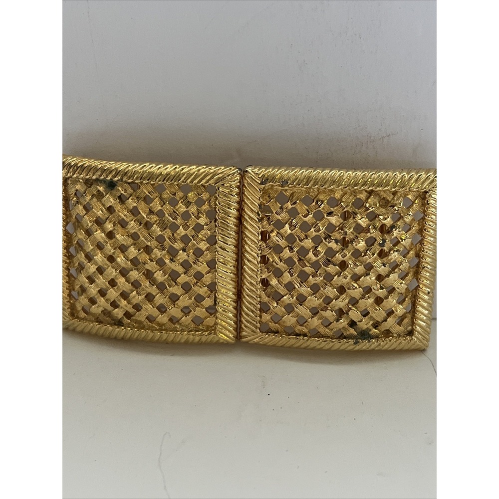 Paquette Gold Tone Basket Weave Belt Buckles Y2K Marked